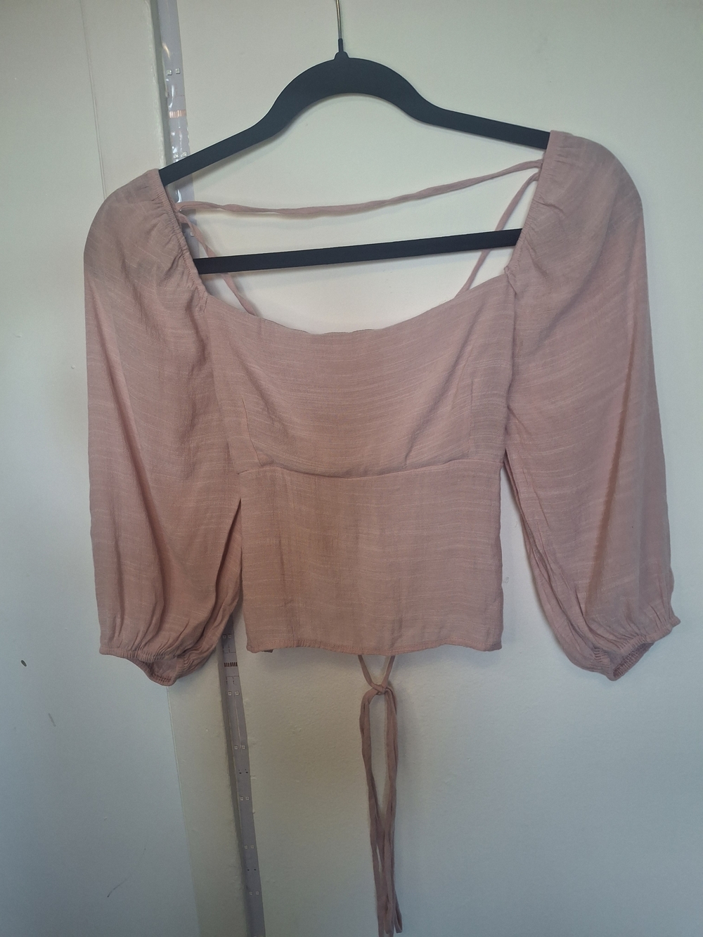 HYFVE Dusty Pink Square-Neck Peasant Top with Tie